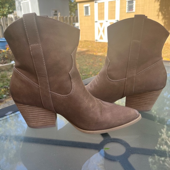 Rachel Zoe boots western cowboy embroidered brown pull on tabs womens size 9 - Picture 9 of 12